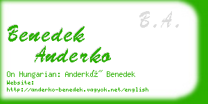 benedek anderko business card